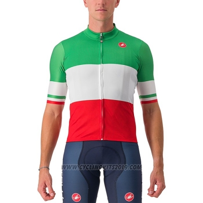 2023 Cycling Jersey Italy Green White Red Short Sleeve and Bib Short