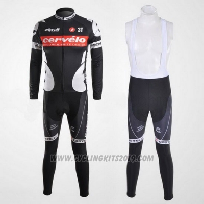 2010 Cycling Jersey Castelli Cervelo White and Black Long Sleeve and Bib Tight