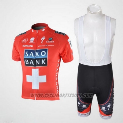 2010 Cycling Jersey Saxo Bank Campione Switzerland Short Sleeve and Bib Short