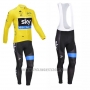 2013 Cycling Jersey Sky Lider Yellow and Black Long Sleeve and Bib Tight