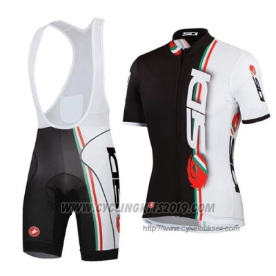 2014 Cycling Jersey Castelli SIDI White and Black Short Sleeve and Bib Short