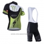 2014 Cycling Jersey Specialized Black and Green Short Sleeve and Bib Short