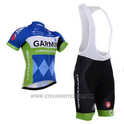2015 Cycling Jersey Garmin Blue and White Short Sleeve and Bib Short