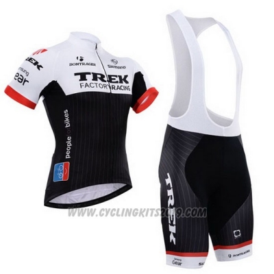 2015 Cycling Jersey Trek Factory Racing Factory Racing White and Black Short Sleeve and Bib Short