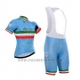 2016 Cycling Jersey Astana Italy Blue and Green Short Sleeve and Bib Short