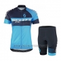 2016 Cycling Jersey Scott Black and Blue Short Sleeve and Salopette