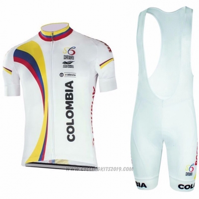 2017 Cycling Jersey Colombia White Short Sleeve and Bib Short