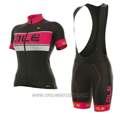 2017 Cycling Jersey Women ALE Graphics Prr Bermuda Pink and Black Short Sleeve and Bib Short