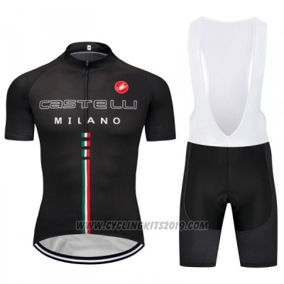 2018 Cycling Jersey Castelli Black Short Sleeve and Bib Short