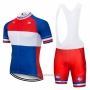2018 Cycling Jersey FDJ Blue White Red Short Sleeve and Bib Short