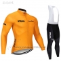 2019 Cycling Jersey STRAVA Orange Long Sleeve and Bib Tight