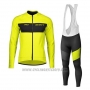 2020 Cycling Jersey Rc Scott Yellow Black Long Sleeve and Bib Tight