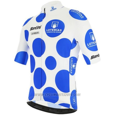 2020 Cycling Jersey Vuelta Espana Blue White Short Sleeve and Bib Short