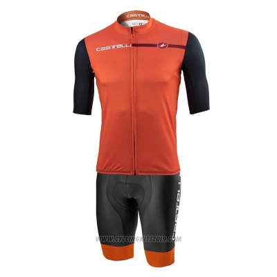 2021 Cycling Jersey Castelli Orange Short Sleeve and Bib Short(1)