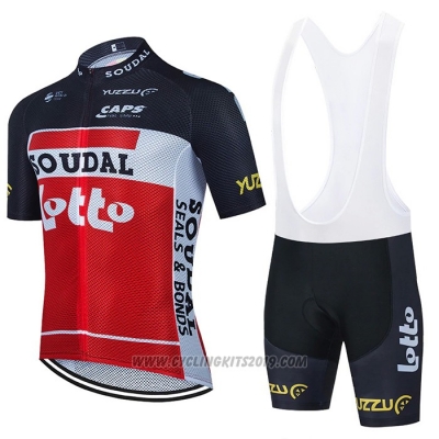 2021 Cycling Jersey Lotto Soudal Black White Red Short Sleeve and Bib Short