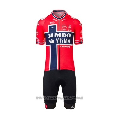 2022 Cycling Jersey Jumbo Visma Red Blue Short Sleeve and Bib Short