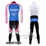2010 Cycling Jersey Lampre Farnese Vini Pink and Light Blue Long Sleeve and Bib Tight