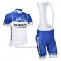 2013 Cycling Jersey Subaru White and Sky Blue Short Sleeve and Bib Short