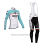 2014 Cycling Jersey Bianchi Green and White Long Sleeve and Bib Tight