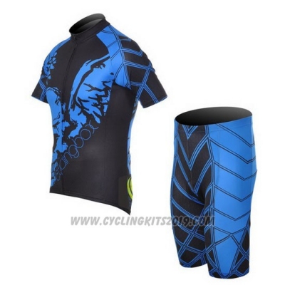 2014 Cycling Jersey Fox Cyclingbox Black and Blue Short Sleeve and Bib Short