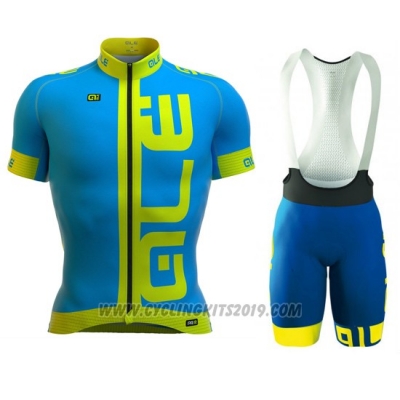 2016 Cycling Jersey ALE Blue and Yellow Short Sleeve and Bib Short