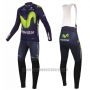 2016 Cycling Jersey Movistar Green and Blue Long Sleeve and Bib Tight