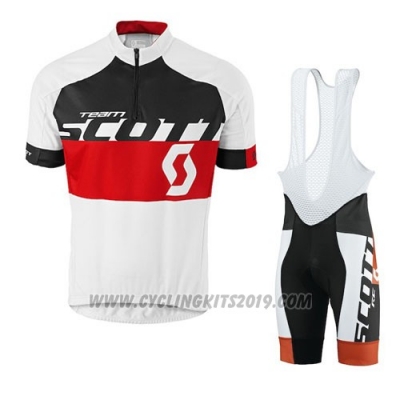 2016 Cycling Jersey Scott White Red Short Sleeve and Salopette