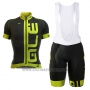 2017 Cycling Jersey ALE Black and Green Short Sleeve and Bib Short