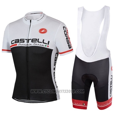 2017 Cycling Jersey Castelli White and Black Short Sleeve and Bib Short [hua1744]
