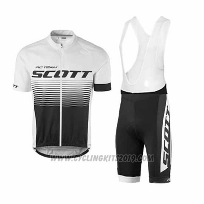 2017 Cycling Jersey Scott White and Black Short Sleeve and Salopette