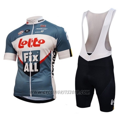 2018 Cycling Jersey Lotto Fix All White Blue Short Sleeve and Bib Short