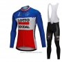 2018 Cycling Jersey Lotto Soudal Blue and Red Long Sleeve and Bib Tight