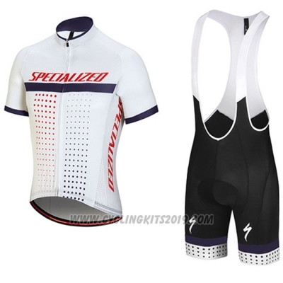 2018 Cycling Jersey Specialized White Red Purple Short Sleeve and Bib Short