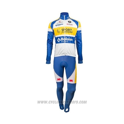 2018 Cycling Jersey Sport Vlaanderen-Baloise Blue White Yellow Long Sleeve and Bib Tight