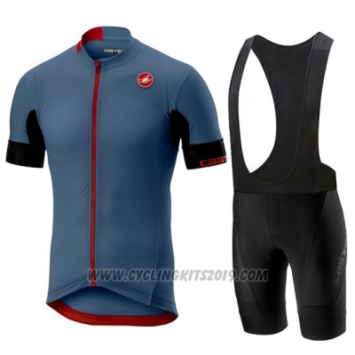 2019 Cycling Jersey Castelli Aero Race Blue Short Sleeve and Bib Short