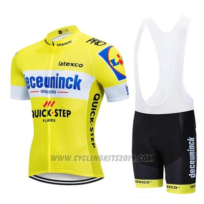 2019 Cycling Jersey Deceuninck Quick Step Yellow White Short Sleeve and Bib Short