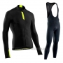 2019 Cycling Jersey Northwave Negro Green Long Sleeve and Bib Tight