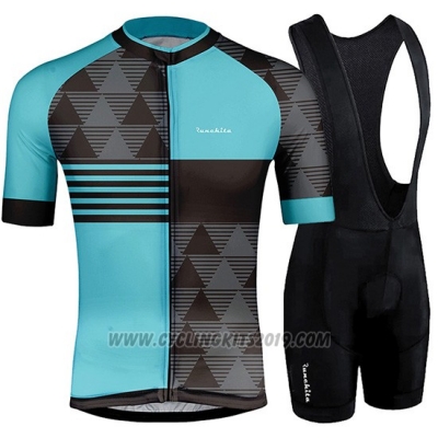 2019 Cycling Jersey Runchita Sky Blue Gray Short Sleeve and Bib Short