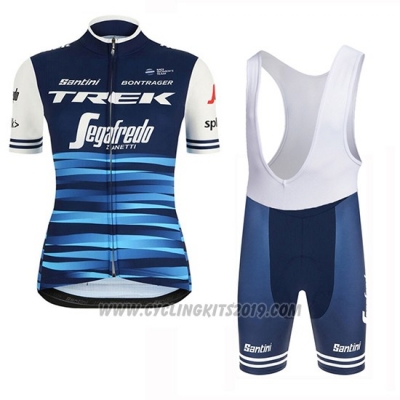 2019 Cycling Jersey Women Trek Segafredo Blue Short Sleeve and Bib Short