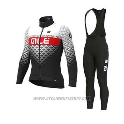 2020 Cycling Jersey ALE White Black Long Sleeve and Bib Tight