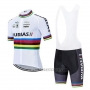 2020 Cycling Jersey UCI World Champion Euskadi Murias White Short Sleeve and Bib Short