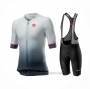 2021 Cycling Jersey Castelli Black Gray White Short Sleeve and Bib Short