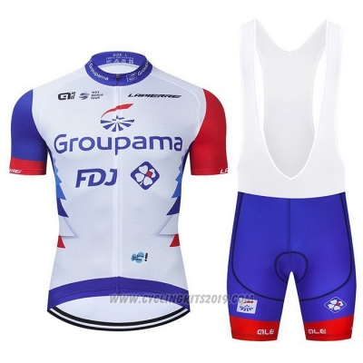 2021 Cycling Jersey Groupama-fdj Red Blue White Short Sleeve and Bib Short