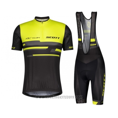 2021 Cycling Jersey Scott Yellow Black Short Sleeve and Bib Short