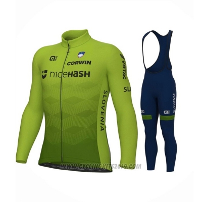 2023 Cycling Jersey Slovenia Green Long Sleeve and Bib Tight