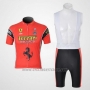 2010 Cycling Jersey Ferrari Black and Red Short Sleeve and Bib Short