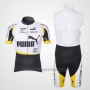 2013 Cycling Jersey Puma Black and White Short Sleeve and Bib Short