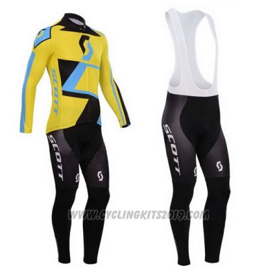 2014 Cycling Jersey Scott Yellow and Black Long Sleeve and Salopette