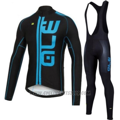 2016 Cycling Jersey ALE Blue and Black Long Sleeve and Bib Tight