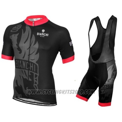 2016 Cycling Jersey Bianchi Red and Black Short Sleeve and Bib Short